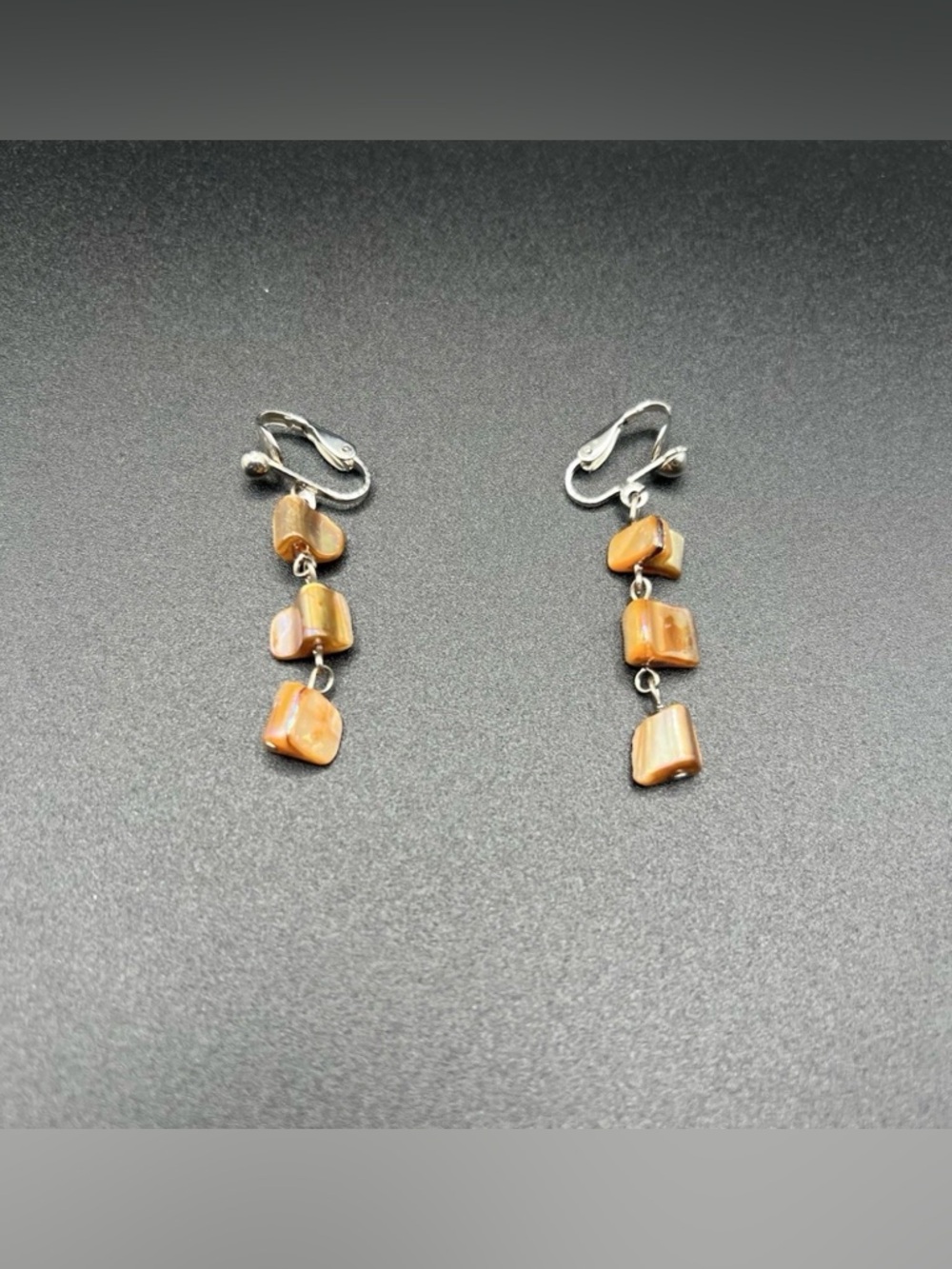 Boho Peach Mother of Pearl Shell Necklace Earring Set Multi Strand Layers Beachy - Picture 11 of 16